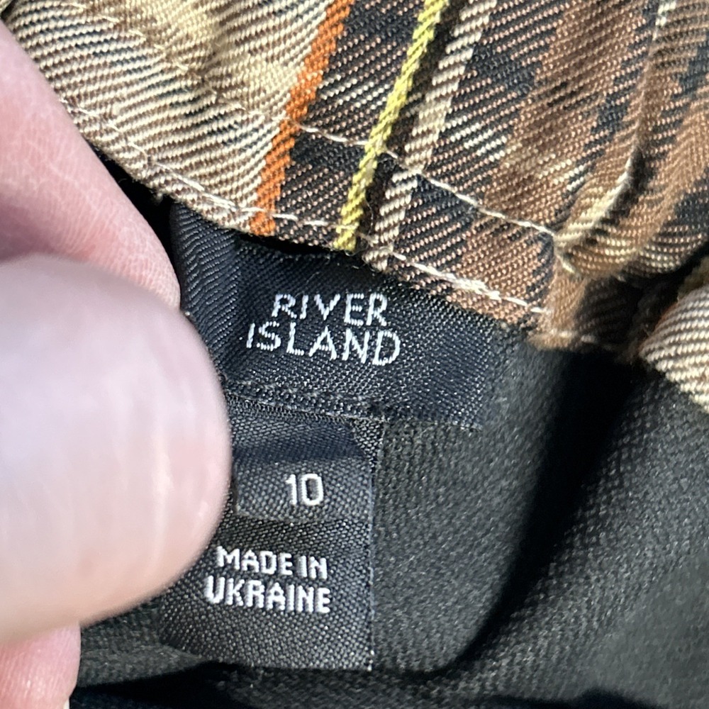 River‎ Island Women's Plaid Mini Skirt US 6 UK 10 Paper Bag Waist Buttons Preppy - Picture 10 of 16